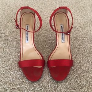 Manolo Blahnik Chaos sandal in red satin size 37